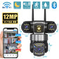 WiFi Security Camera IP 12MP 6K External Outdoor Surveillance Cctv Triple Lenses Triple Screens Wireless Night Vision Cameras