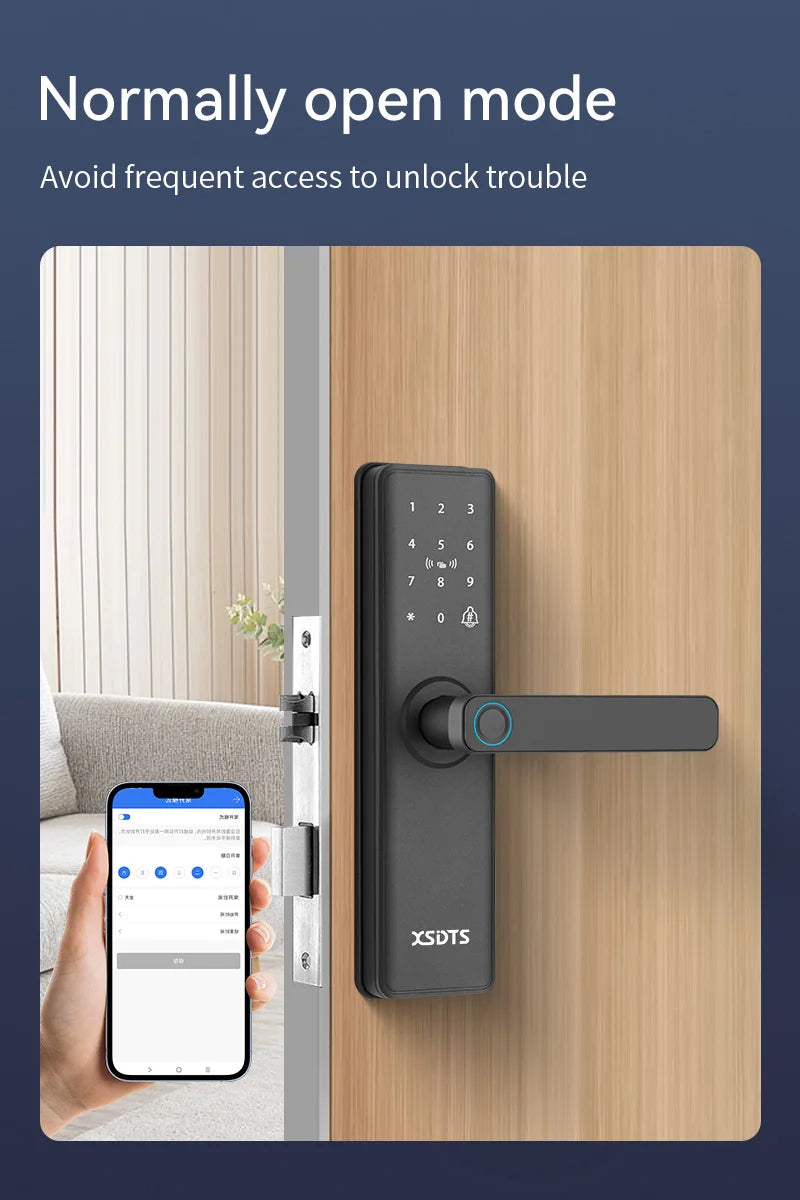 New Smart Door Lock With Tuya APP Digital Electronic Lock Smart Home Wooden Door Lock Biometric Fingerprint