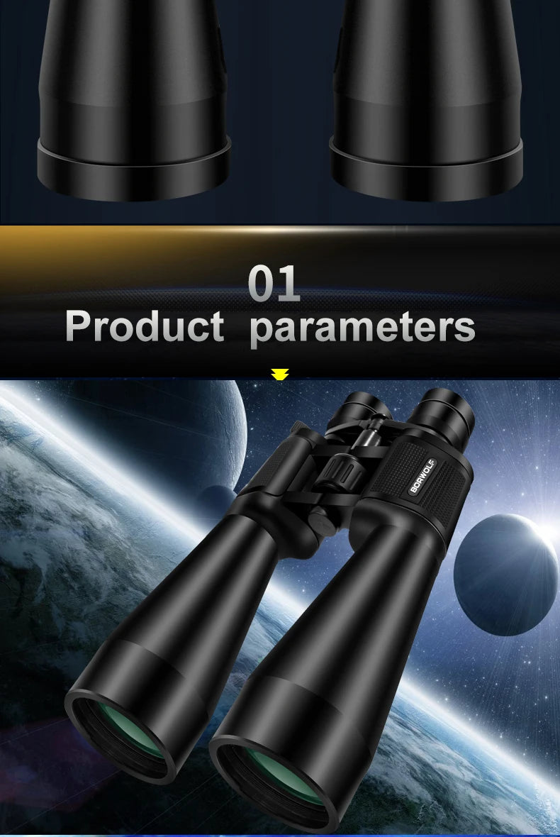 BORWOLF Large Objective lens 20-60X70 Binoculars FMC Optical High Power Hunting Birdwatching Telescope Fo rMoon Watching