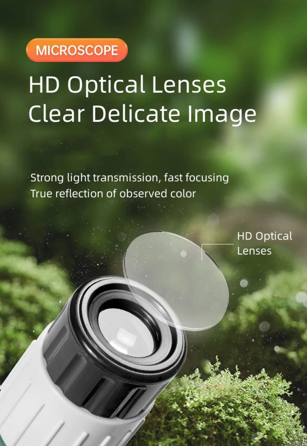 Microscope Portable 1200x HD Eyepiece Kids Science Education Experiment Exploration Set Gift Toys