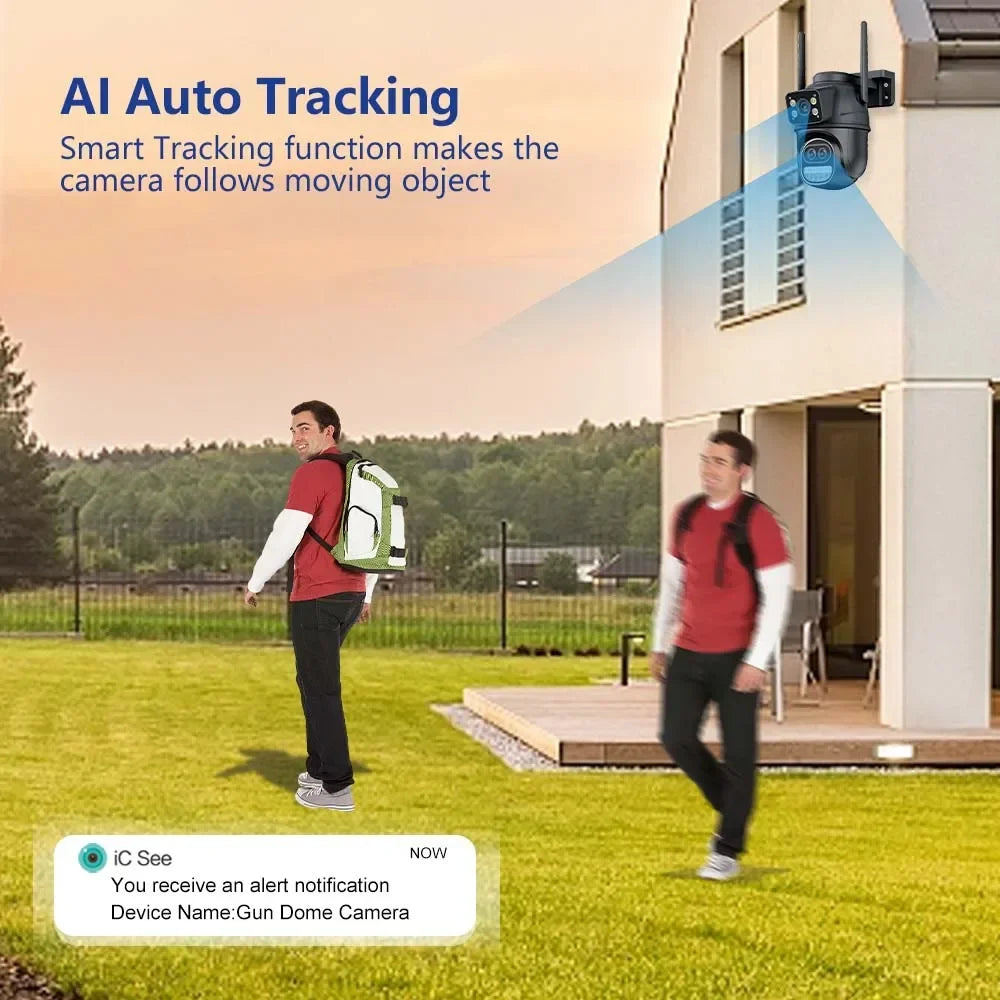 ICSEE Smart WIFI Security Camera 12MP 8K Three Lens 8X Zoom Outdoor HD Video Surveillance IP Cameras IPTV CCTV PTZ Auto Tracking