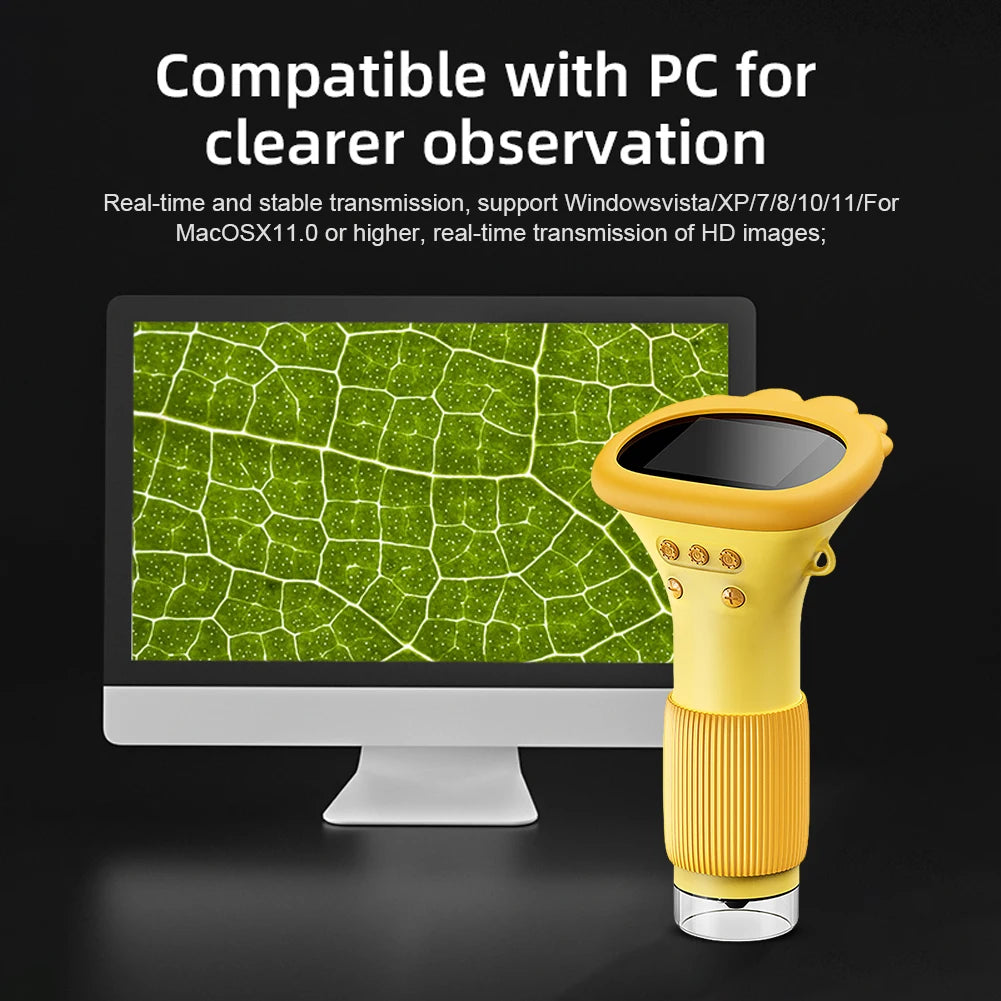 1000X Electronic Magnifier Camera 2MP Lens Handheld Digital Microscope 2 Inch IPS Screen Handheld HD Microscope with 8 LED Light
