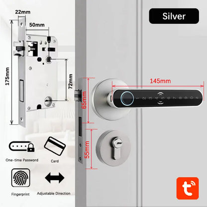 Smart Fingerprint Door Lock Handle for Home Apartment With Key card Digital Door Lock Keypad Keyless Entry electronic lock