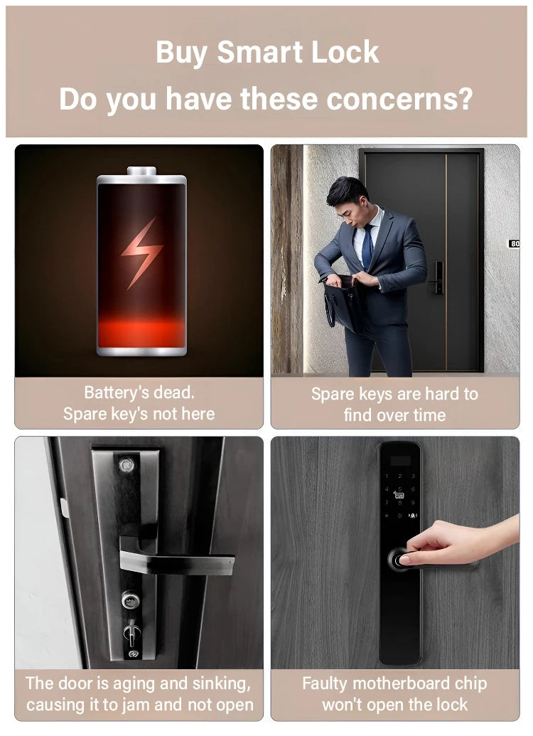 Smart Life App Wifi Remote Control Smart Fingerprint Password Rfid Ic Card Lock Dead Bolt For Indoor Home Wooden Metal Door