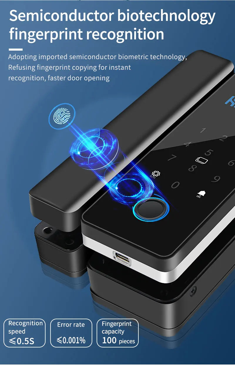 Smart Door Lock For Wooden Sliding Glass Door HAHALock App Biometric Fingerprint Lock Bluetooth IC Card Electronic Digital Lock