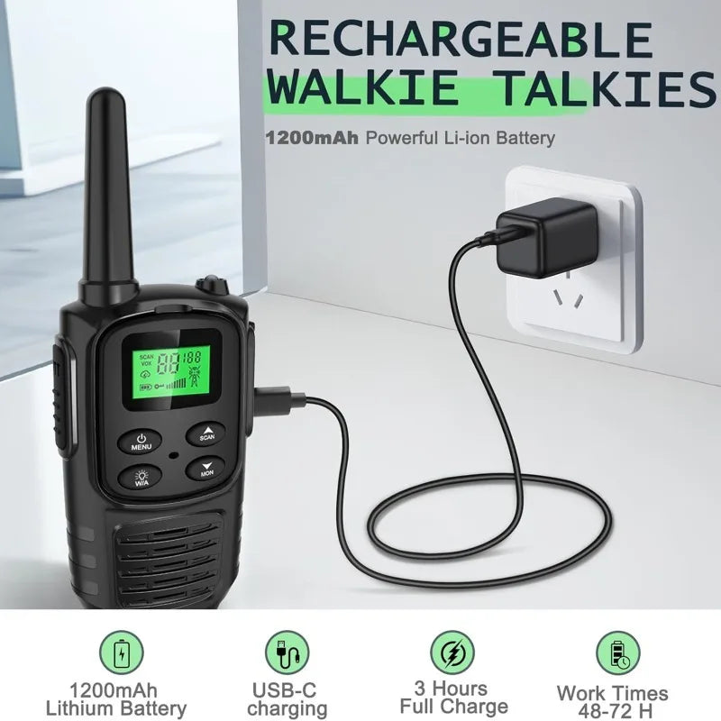 2PCS Mini Walkie Talkie Portable Two-Way Radio UHF Transceiver Set Walkie-talkies Radio Walkie Talkies for Children and Adults