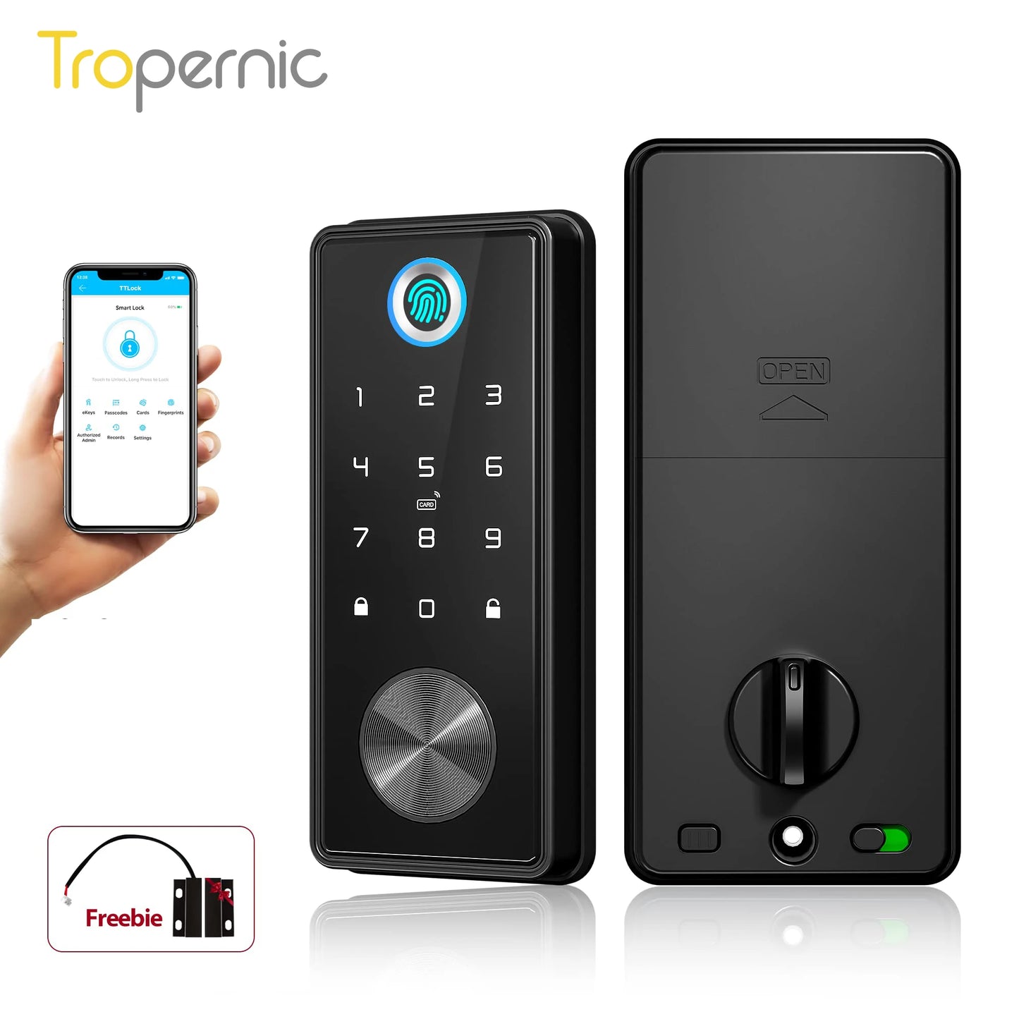 Smart Deadbolt Locks for Front Door Alexa WiFi TTlock App Biometric Fingerprint keyless Entry Keypad door lock with Gateway