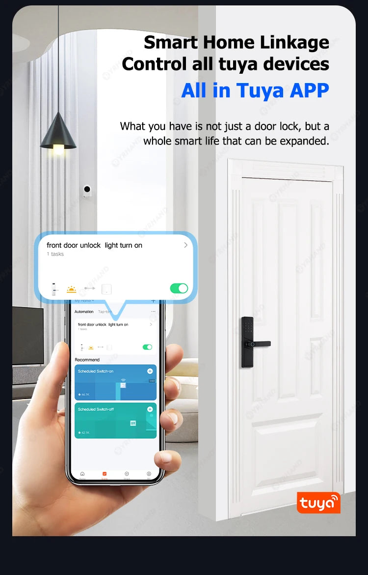 9 languages Smart Electronic Door Lock with Biometric Fingerprint  Interface Tuya Wifi Compatible Home Security