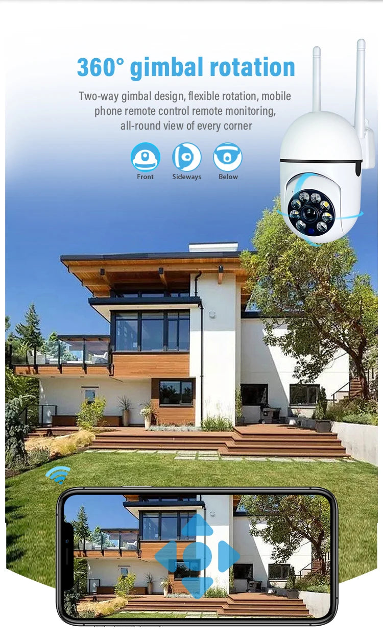 360°Rotating Security Camera – Wireless WiFi Indoor/Outdoor HD Night Vision Human Tracking 2-Way Talk APP Control Cloud Storage
