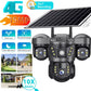 Solar Security Camera 4G Outdoor 3 Lens 3 Screen Color Night Vision 10X Zoom Cameras PIR Human Detect CCTV Security Protection