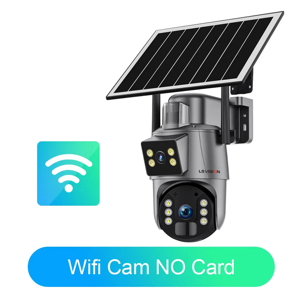 LS VISION Solar Security Camera 4G Wireless Outdoor Camera 4K 8MP Dual Screen 360° Surveillance  Wi-Fi Waterproof  PIR Cam UBOX