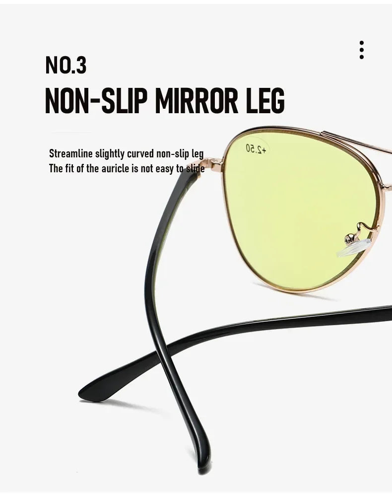 Retro Double Beam Large Frame Presbyopia Glasses Night Vision Photochromic Multifocal Reading Glasses Anti Blue Light Eyeglasses