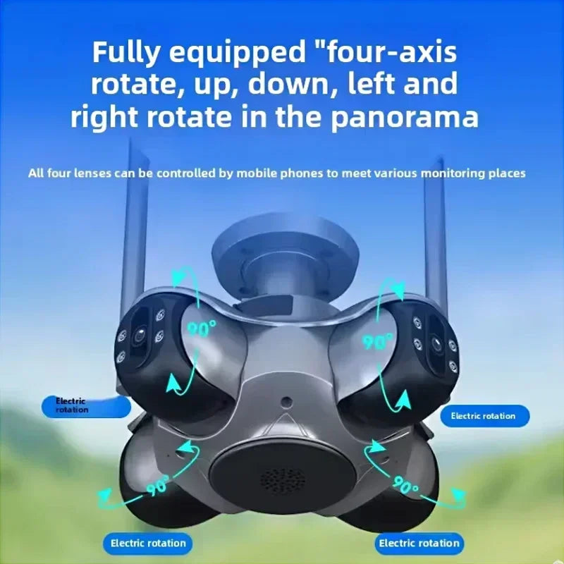 10K 20MP Four Screen WiFi Security Camera Wireless CCTV Auto Tracking Smart Four Lens PTZ Surveillance Cam FFVIDEO APP