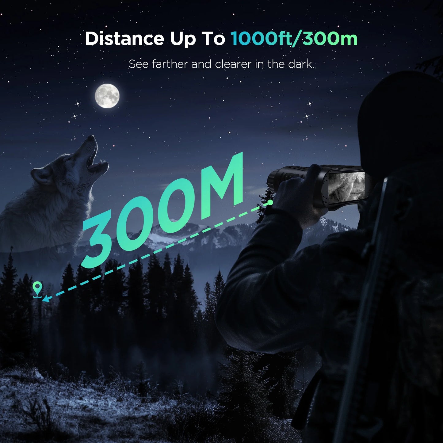 Night Vision Binoculars 8X Digital Zoom Goggles 7 Levels Infrared Visible 300M Darkness 2600mAh Rechargeable For Outdoor Camping