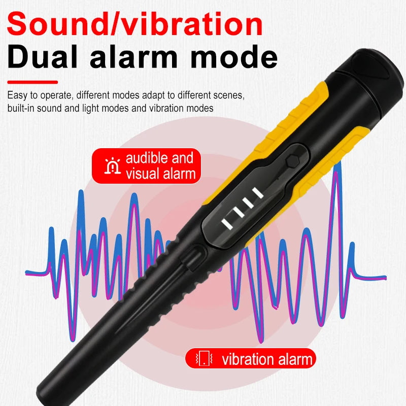 IP68 Waterproof Metal Detector | Sound + Vibration Dual Alarm | High Sensitivity Adjustable | Portable Security Wand (0-60mm)