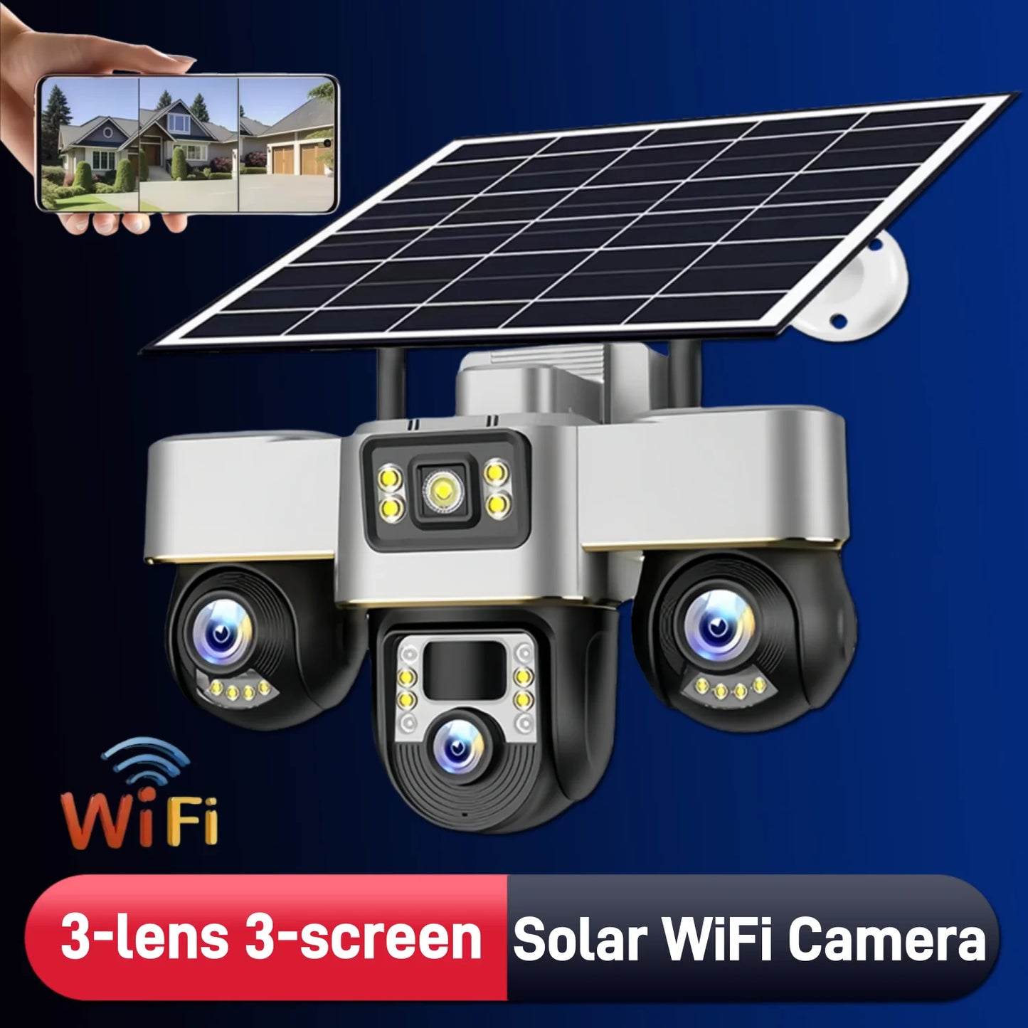 WIFI Security Solar Camera 15MP PIR Human Detection Outdoor Waterproof Monitor CCTV Night Vision 3 Motorized PTZ Lens IP Camera