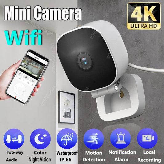 2025 4K Mini Security Camera Full Color Night Vision WiFi Monitor IP65 Waterproof Motion Detect Surveillance With 2 Way Audio