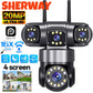 10K 20MP Home Security Outdoor WiFi Camera 4 Lens 4 Screen 360° 16X Zoom CCTV Wireless Surveillance PTZ Cam Security Protection