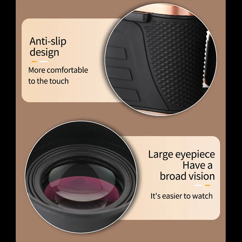 Bronze-colored high-definition 10x 10X50 binoculars, FCM broadband coated, 50MM large objective lens, 25MM large eyepiece