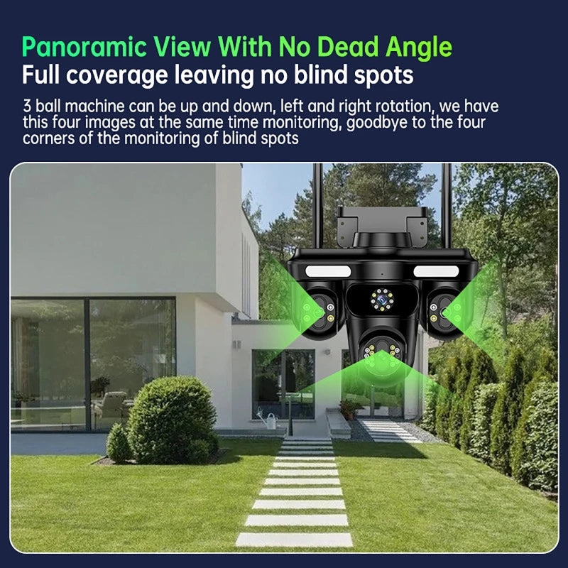 Intelligent Surveillance Camera Auto Tracking Three Screen Three Lens 12MP HD WIFI IP Camera IP66 Waterproof CCTV Security Cam