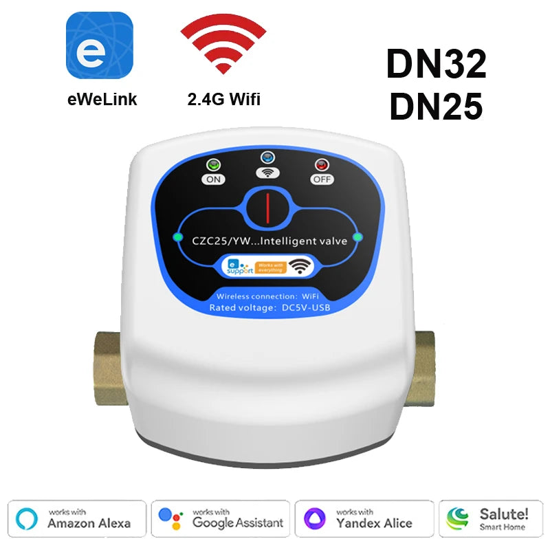 Home Wifi Smart Water Valve Wireless Control Timer Automation Controller DN25 DN32 DN40 Ewelink APP Work with Alexa SmartThings