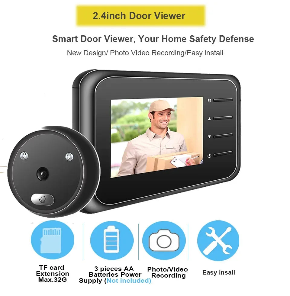 2.4 inch Video Peephole Doorbell Camera Video-eye Auto Record Electronic Ring Night View Digital Door Viewer Entry Home Security