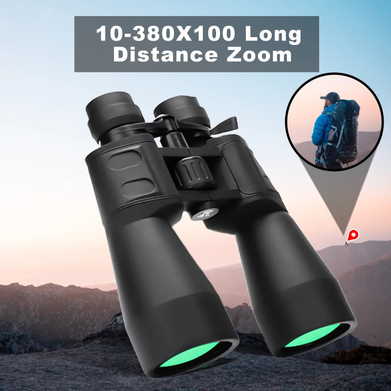 Zoom 10-380X100 Professional Telescope HD Powerful BAK4 Binoculars Low Light Waterproof Long-distance Binoculars For Hunting ﻿