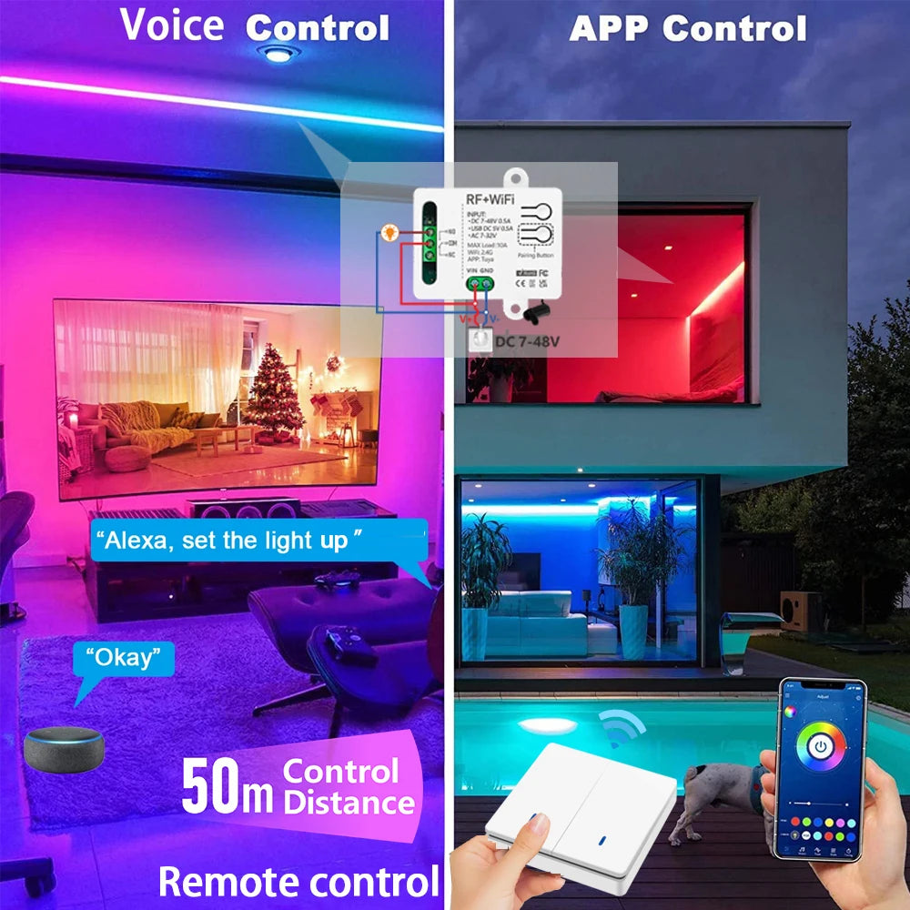 Smart home WiFi RF Wireless Remote Control light Switch Dry Contact Relay DC 12V 24V for universal garage door Electronic lock