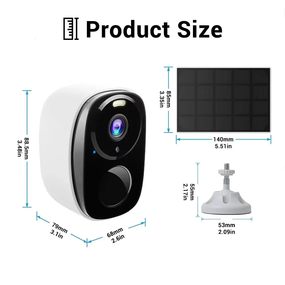 5MP Solar Security Camera 2.4G/5G WiFi Wireless Outdoor Color Night Vision Battery Powered Support PIR, Waterproof Two-Way Alexa