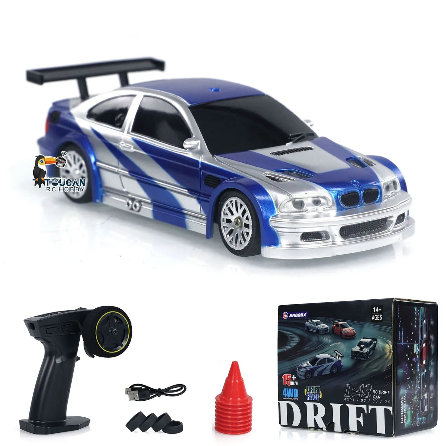 RTR RC Dift Race Car 1/43 Scale 4WD Gyro Four-wheel Drive Radio Control High Speed Model 2.4G Racing Drifting Cars Gifts Toys
