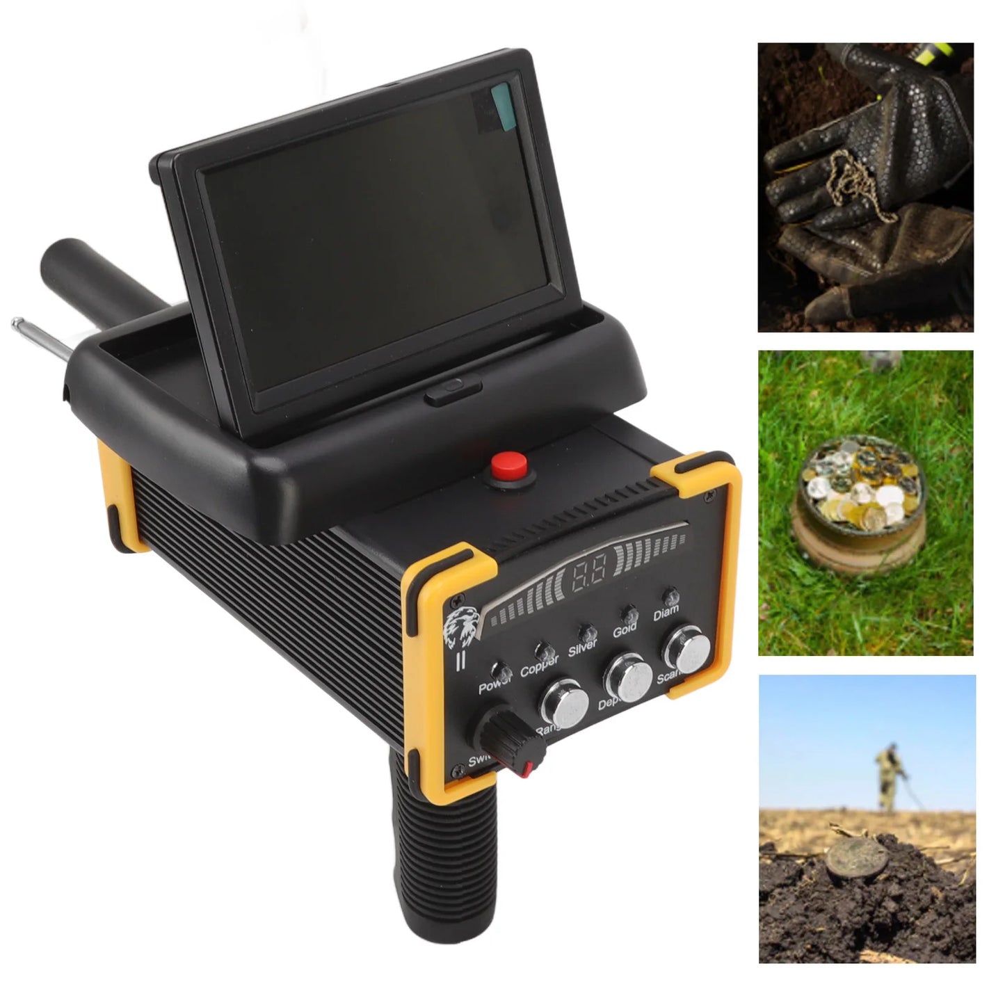 Metal Location Machine 30m  Metal Detector Folding Screen Gold Finder Metal Scanner Device Search Range 1000m GR9000