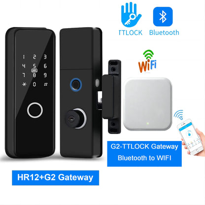 Outdoor Smart Fingerprint Door Lock: Waterproof, Bluetooth, Code, IC Card, Keyless Entry. Support TTLock WIFI Hub for glass door