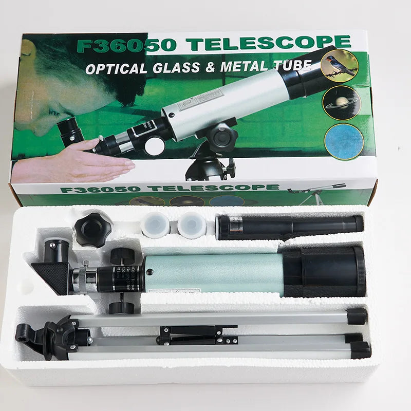90X Astronomical Telescope , 50Mm Aperture Refractor Portable Travel Telescope with Phone Adapter &wireless Remote