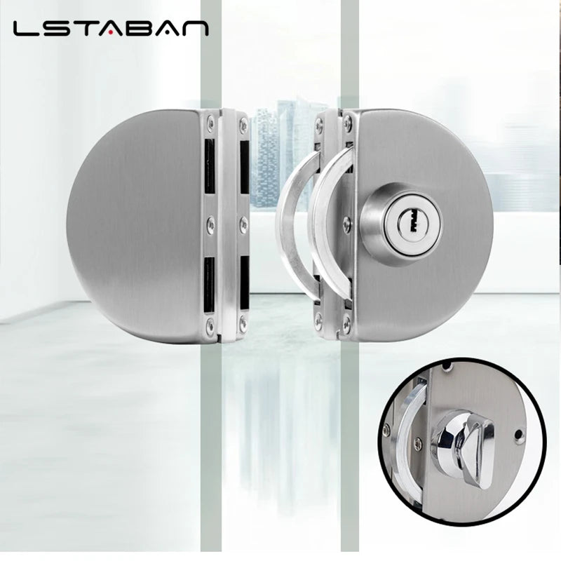 1 Set Double Open Sliding Door Lock Stainless Steel Glass Door Lock with Keys 8-12mm Safety Locks Office Glass Security Hardware