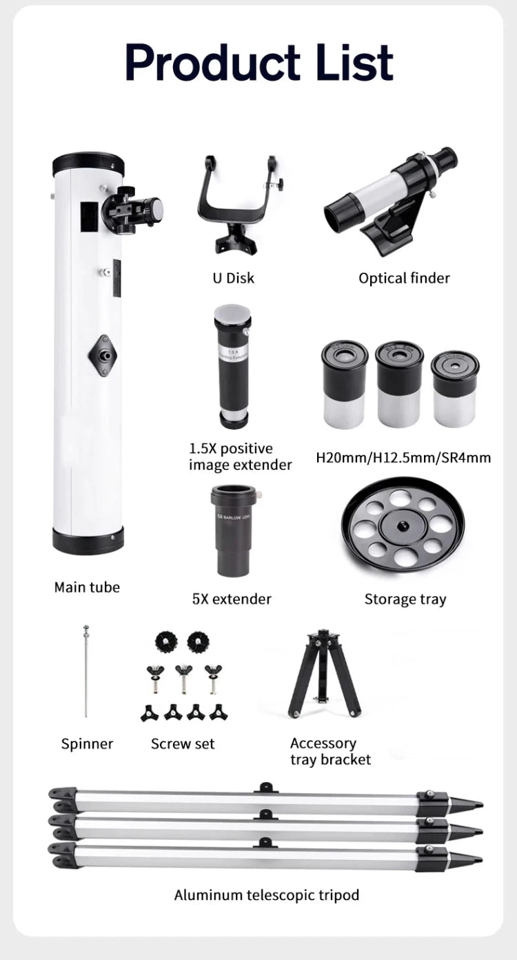 875X Professional Astronomical Telescope F70076 Monocular 114MM Large-Aperture 76700  for Stargazing Bird Watching Moon Sun Filt