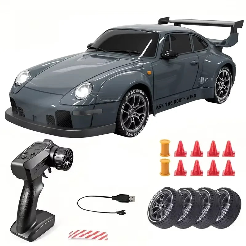 RC Cars 1/24 Remote Control Vehicle with LED Lights 2.4GHz 20KM/H 4WD High Speed RC Car Drifting Tires Racing Toy Gift Adult Kid