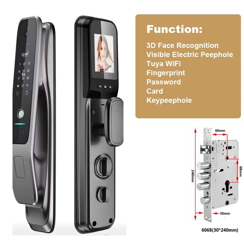 HX5 Smart Door Lock 3D Face Recognition Smart Home Door Lock WiFi Digital Electronic Lock Wifi Camera Rfid Card Works With tuya