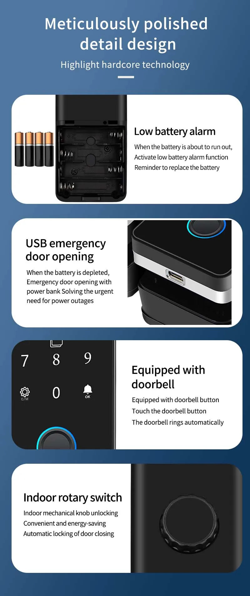 IP65 Bluetooth Smart Glass Door Lock with HAHALock App - Fingerprint/RFID/IC Card Access, Dual Hook Lock & Attendance Tracking