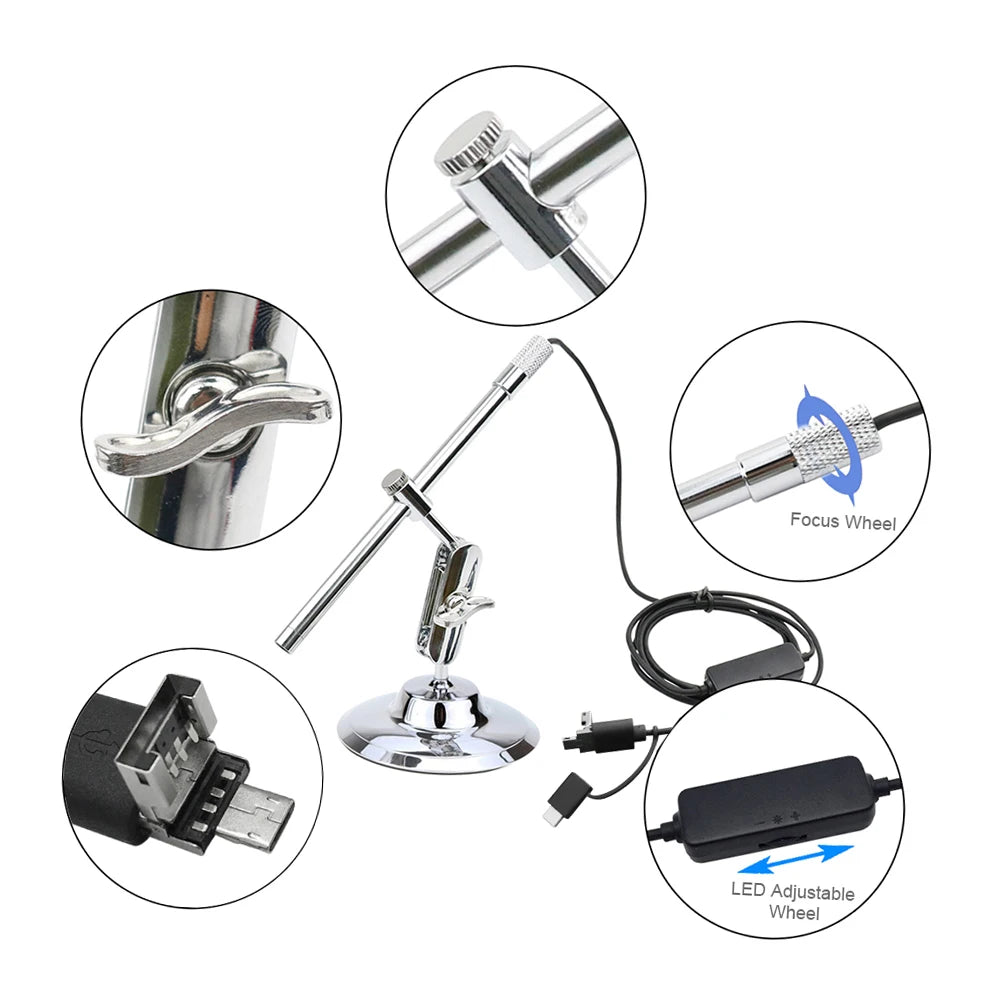 Portable Digital USB Microscope Inspection Magnifier IP67 Waterproof Camera Built-in 8 LED Lights with Advanced CMOS Sensor