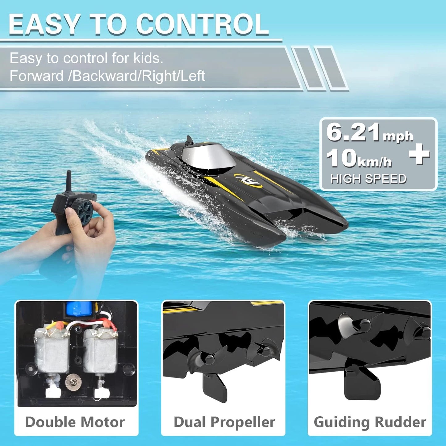 2.4GHz Radio Rc Boat Racing Boat High Speed Speedboat 2 Ch Dual Motor Waterproof Remote Control Ship aquatic game children Toy
