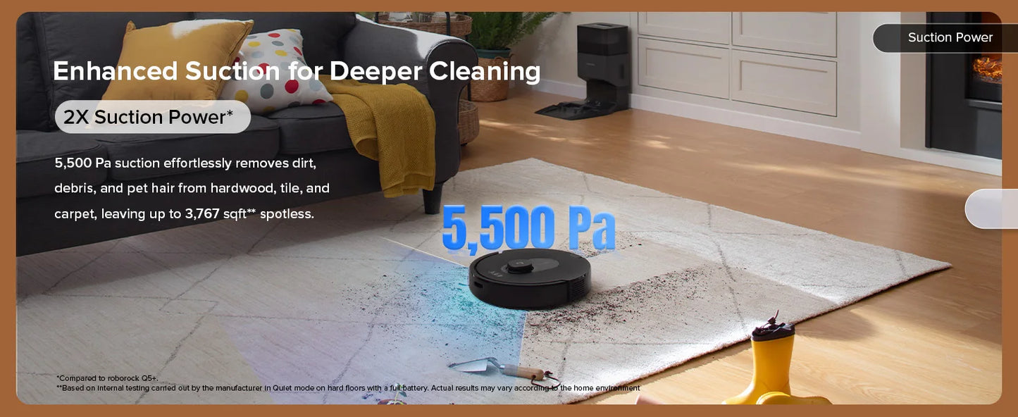 roborock Q5 Max+ Robot Vacuum with Self-Empty Dock, Upgraded from Q5+, 5500 Pa Suction, DuoRoller Brush