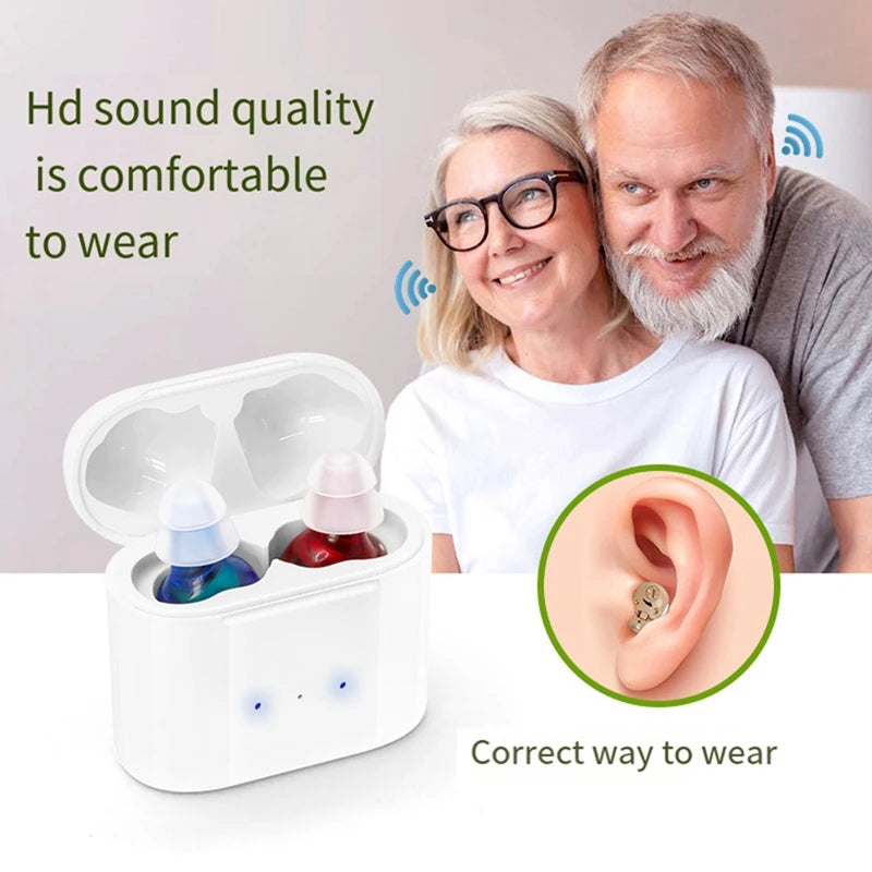 Noise-Canceling Hearing Aids For Seniors Rechargeable Sound Amplifier For Hearing Aid Charging Compartment Accessories