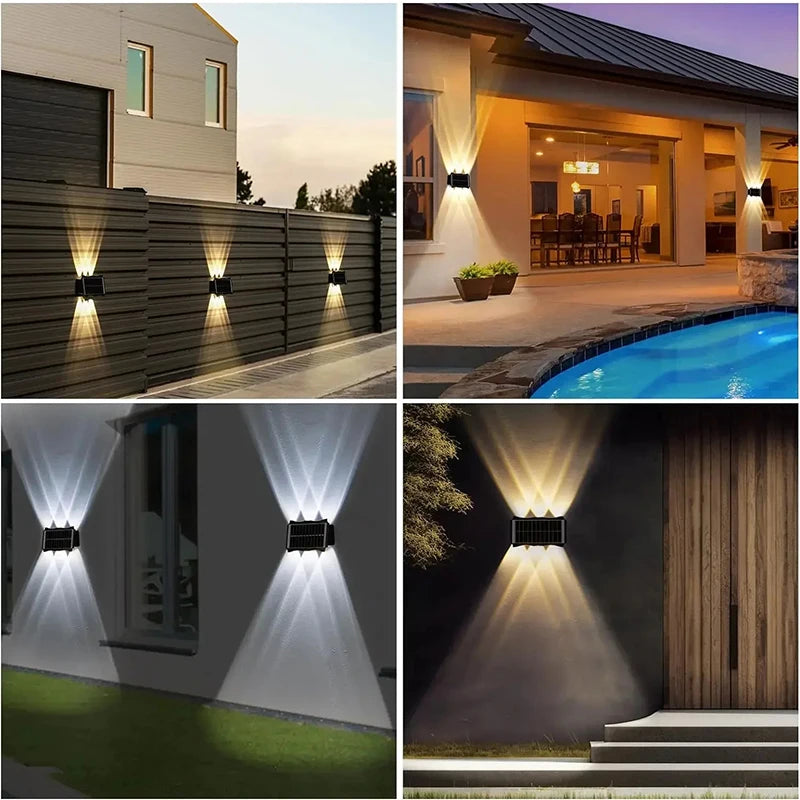 4/6/8LED Solar Wall Spotlight Outdoor Upper And Lower Lighting Solar Powered Waterproof Streetlight for Balcony Courtyard Garden