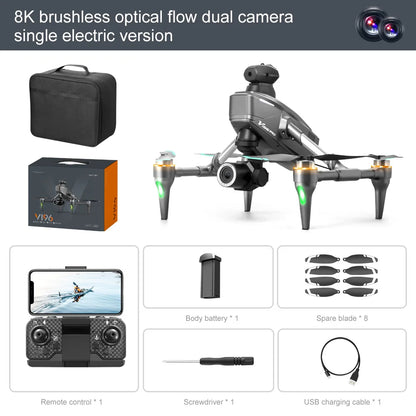 2025 V196 Automatic Obstacle Avoidance Drone 8K HD Camera Aerial Photography WIFI Optical Localization Brushless Drone Gift toys