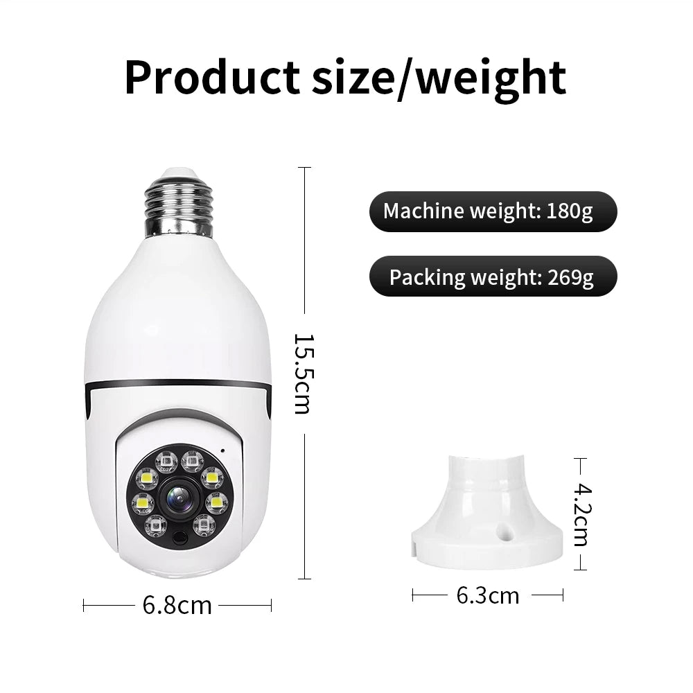 E27 Surveillance Camera Full Color Night Vision Automatic Human Tracking Zoom Indoor Security Monitor Wifi Miini IP Camera