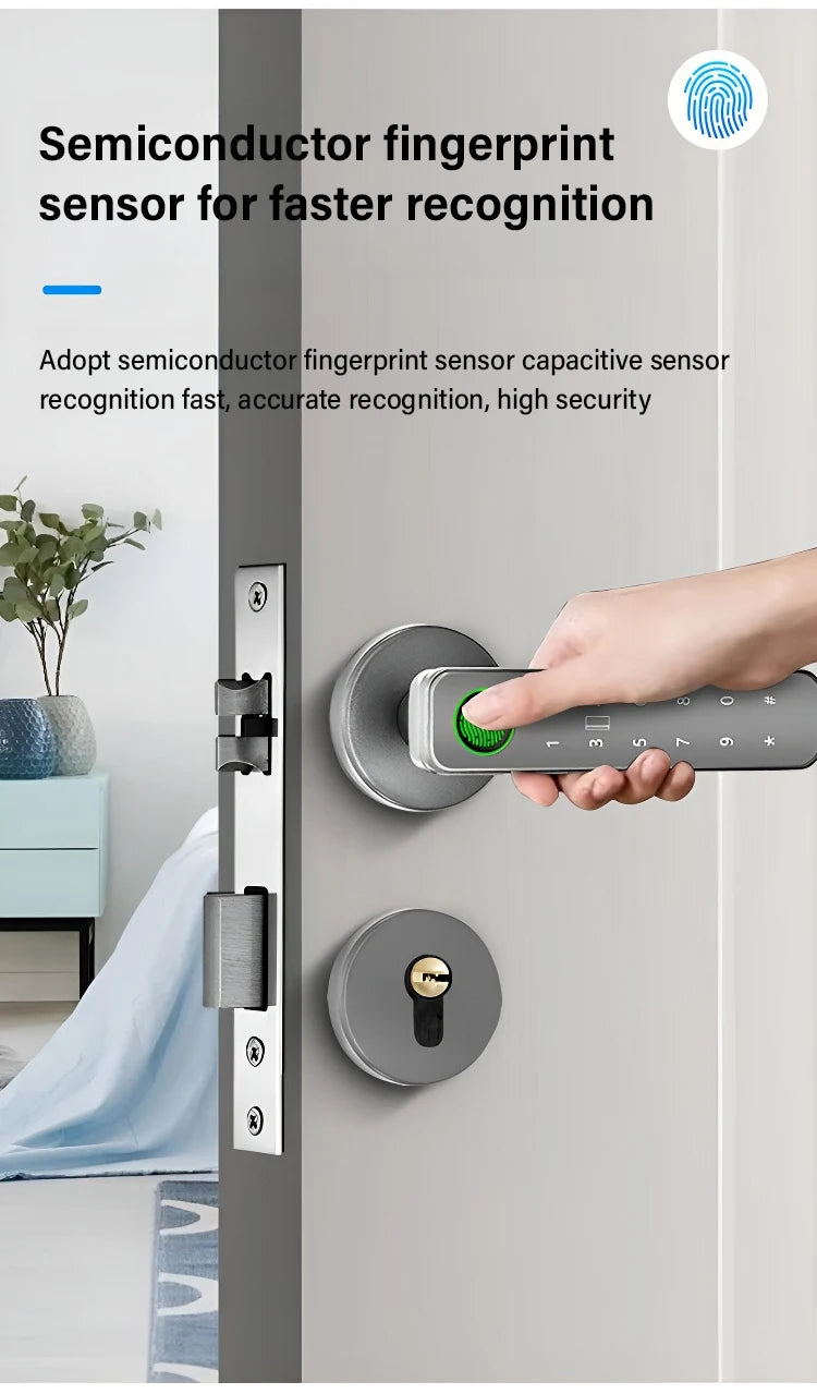 Smart Life App Wifi Remote Control Smart Fingerprint Password Rfid Ic Card Lock Dead Bolt For Indoor Home Wooden Metal Door