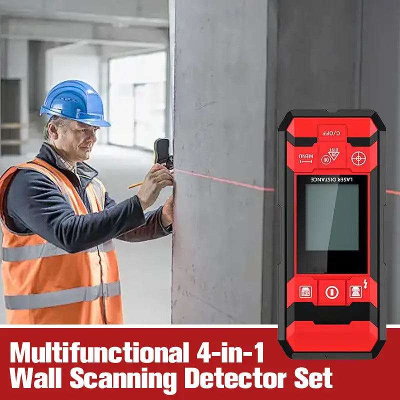 Multifunctional 4-in-1 Wall Scanning Detector Set Handheld Detection Instrument for Metal Rebar Wire Pipeline Wood Inside Wall