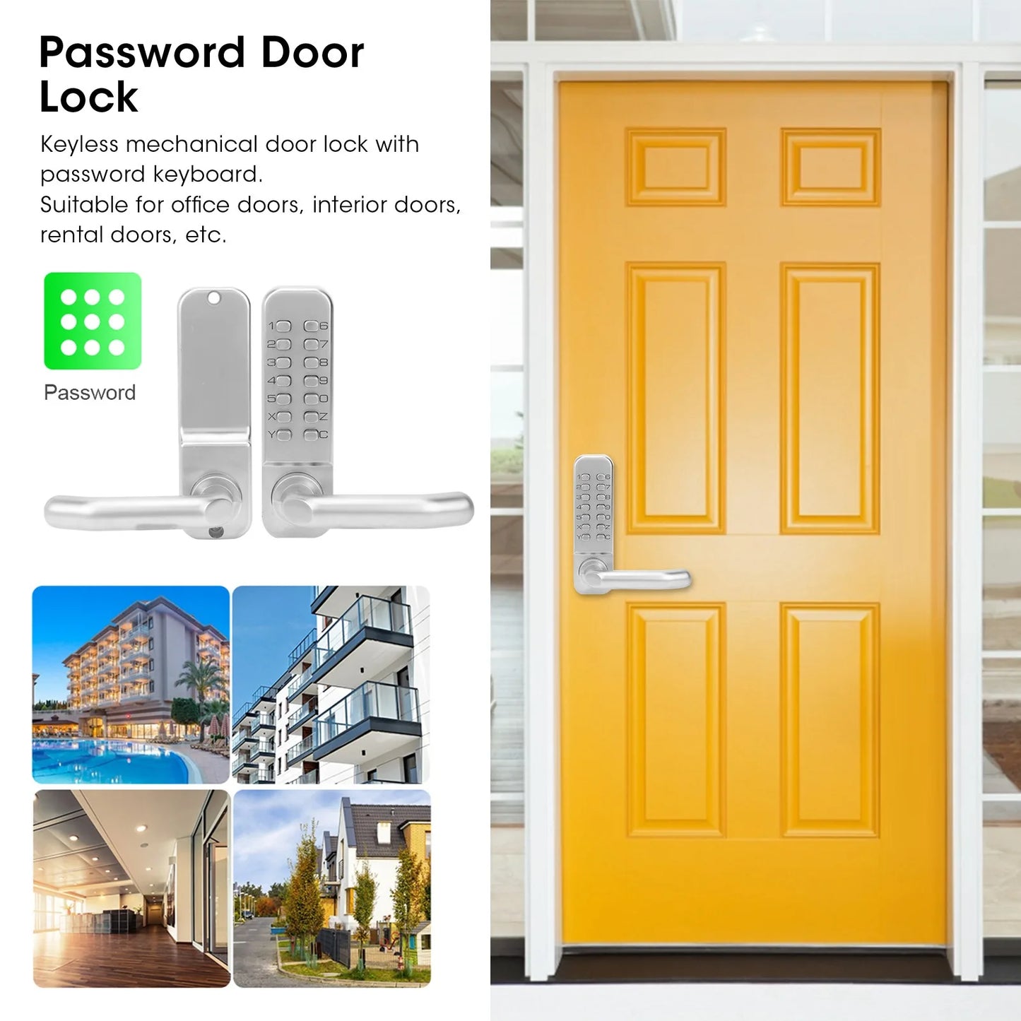 Home Security Device Keyless Entry Smart Mechanical Door Lock Digital Password Entry Non‑Power Anti‑Theft Safety Home Access