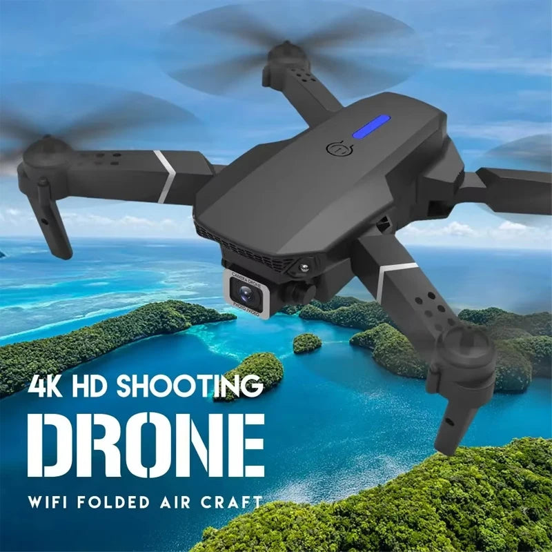 Drone Foldable Wings, Dual Cameras for Aerial Photography, 360° Rotation, One-Click Takeoff, Portable Rechargeable Battery
