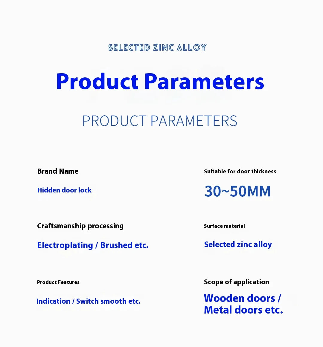 Slider door lock; square sliding door lock for home bedroom and bathroom with double hooks